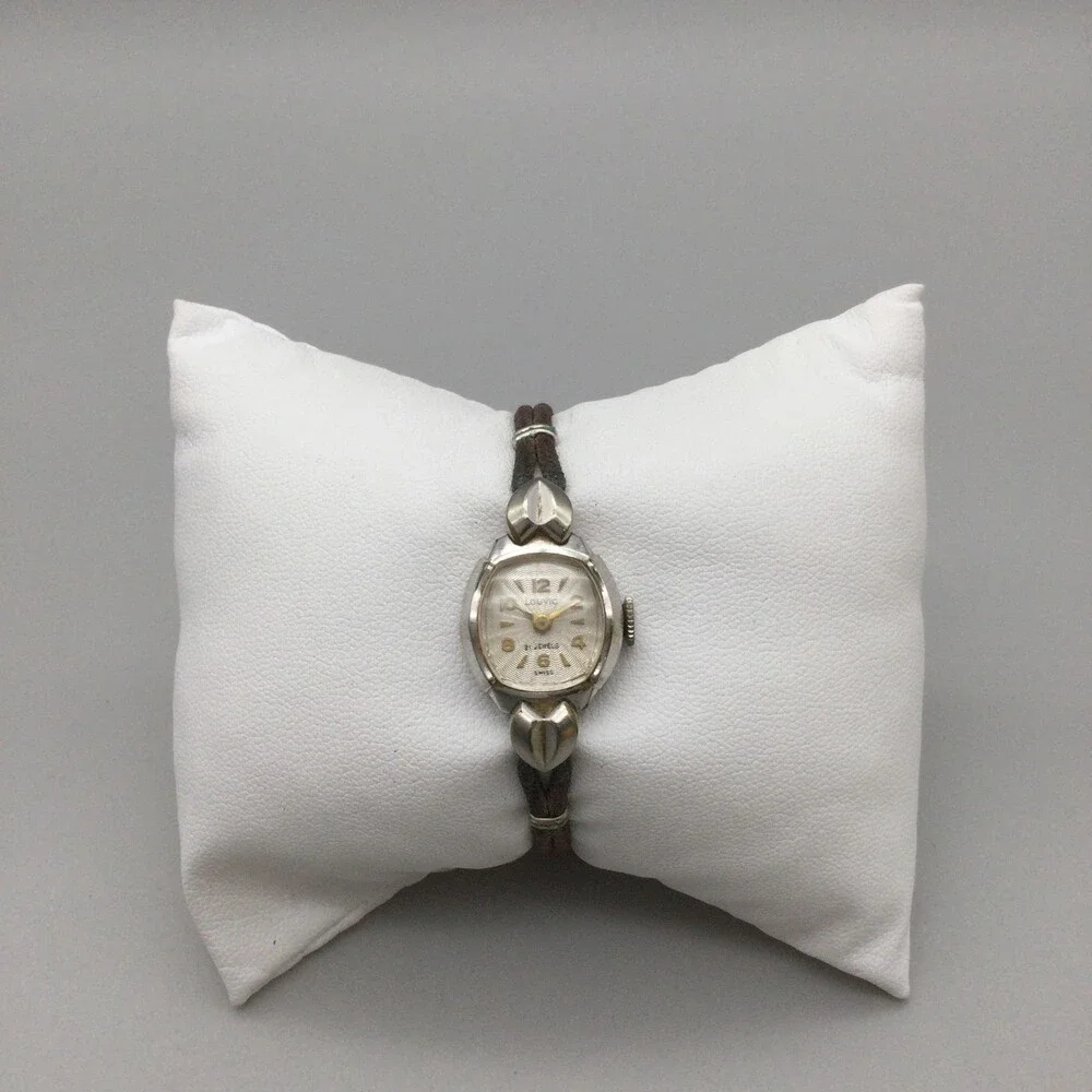 Vintage Louvic Womens Watch 16mm Silver Tone Manual 17 Jewels Swiss Made
